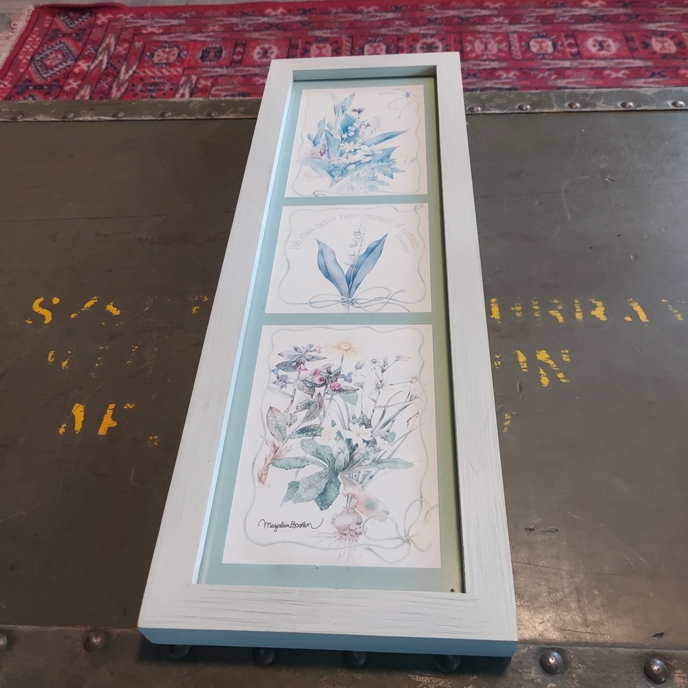 Marjolein Bastin Hallmark Floral Wall Art Thoreau Nature Quote Blue Frame Cottag